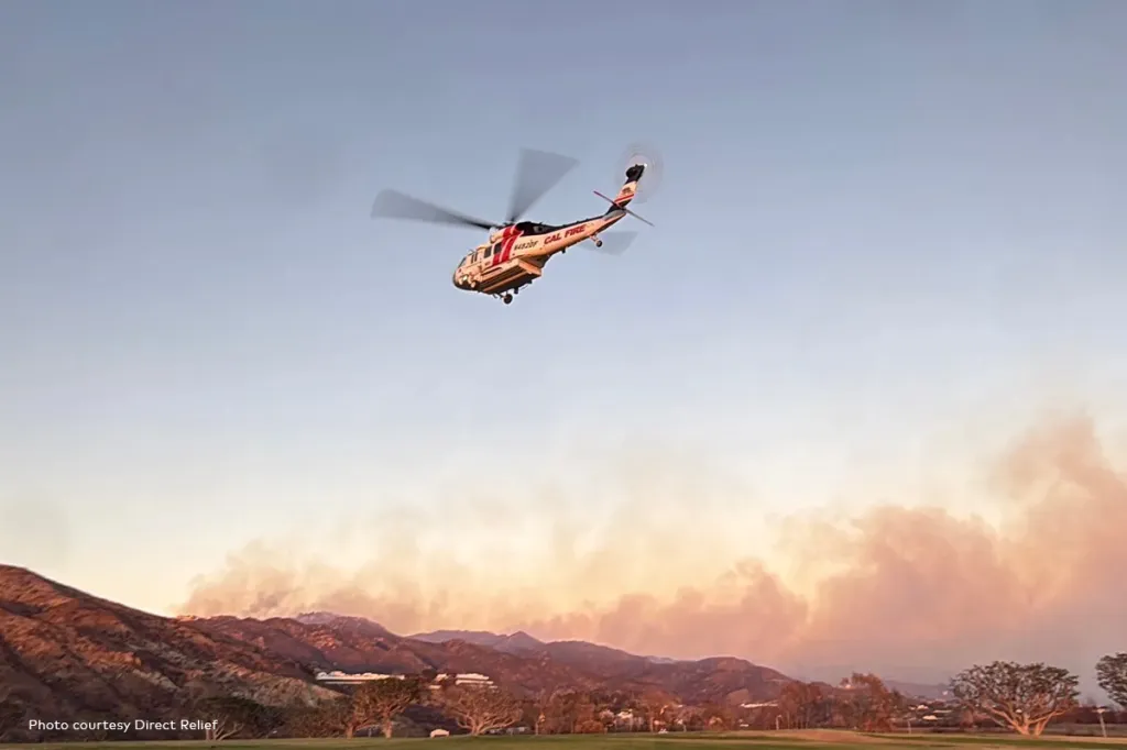 L.A. Fire Support: a helicopter over Los Angeles